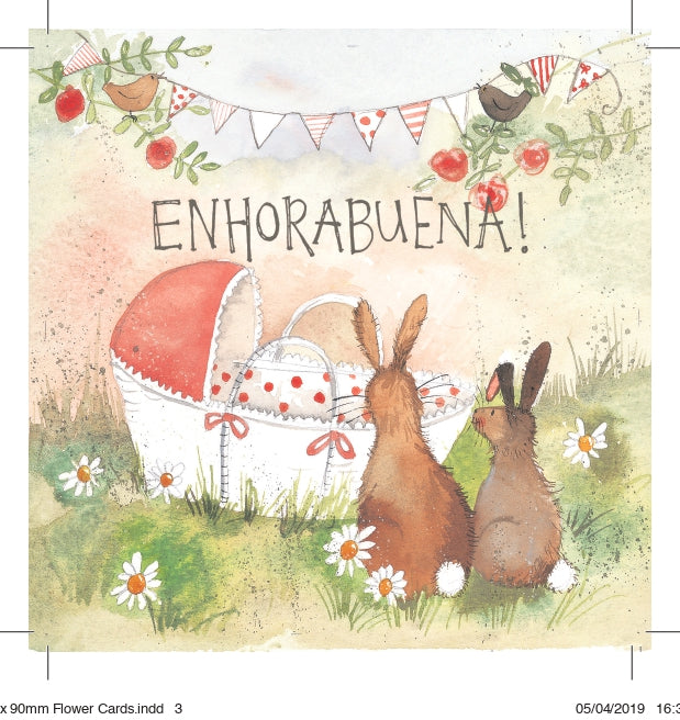 Tarjeta Nacimiento Enhorabuena conejos