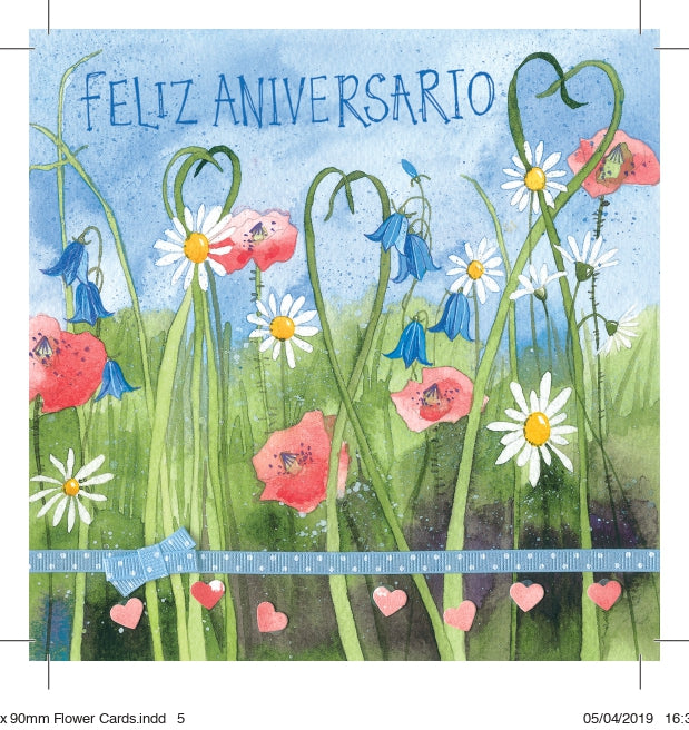 Tarjeta Feliz aniversario flores