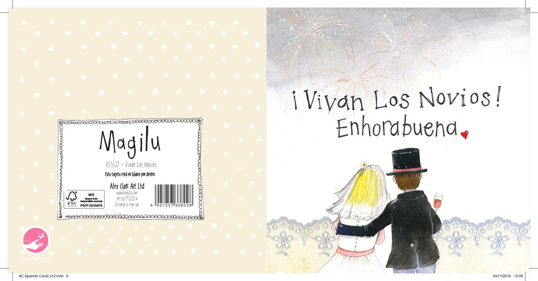 Tarjeta Boda Vivan los novios Enhorabuena