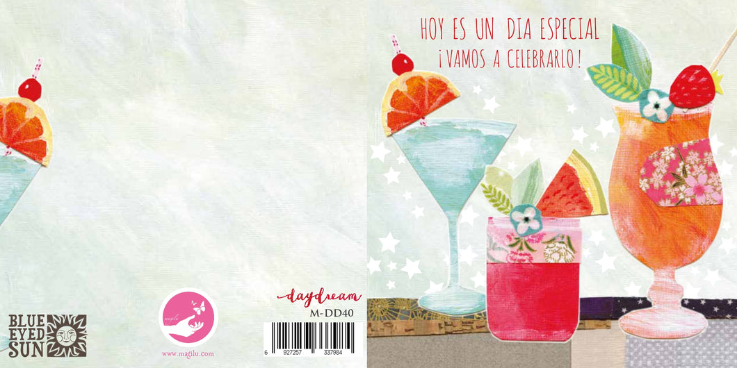 Tarjeta Hoy es un día especial vamos a celebrarlo cócteles